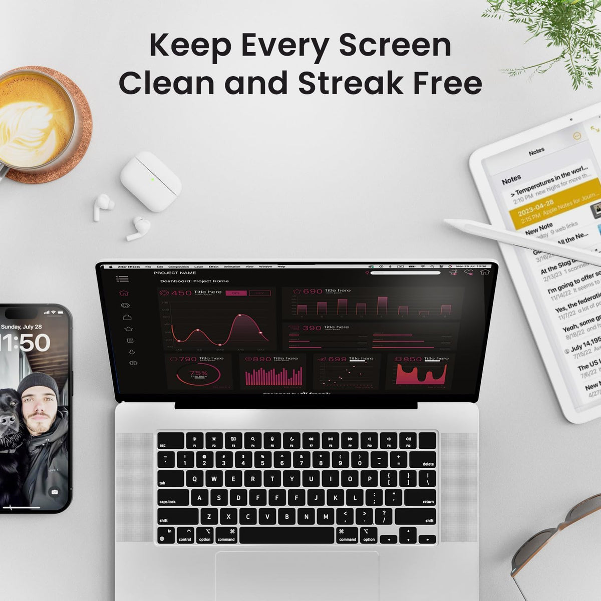 EVEO 2 (2oz) Screen Cleaner Spray and Wipe - TV screen cleaner spray and Microfiber cloths, Computer Screen Cleaner, TV