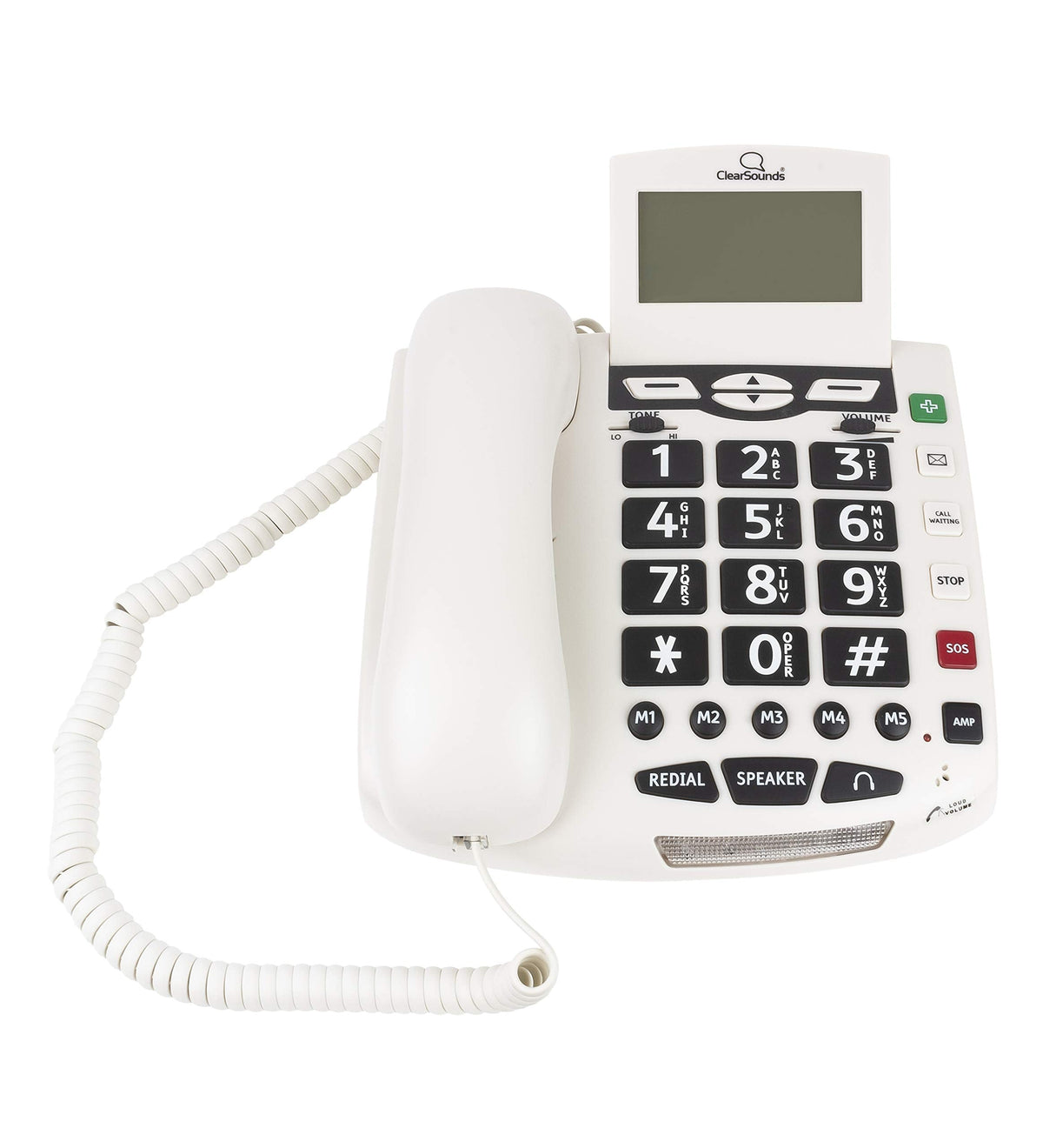 ClearSounds CSC600ER Amplified Corded Phone with Wireless SOS Alarm Pendant and Remote Audio Monitoring - Single-Line Operation,