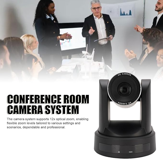 Bewinner 1080P Conference Room Camera System AI Auto Tracking PTZ Camera 12X Optical Zoom SDI IP USB3.0 HDMI Conference Webcam with Remote Control for Online Meetings (US Plug)
