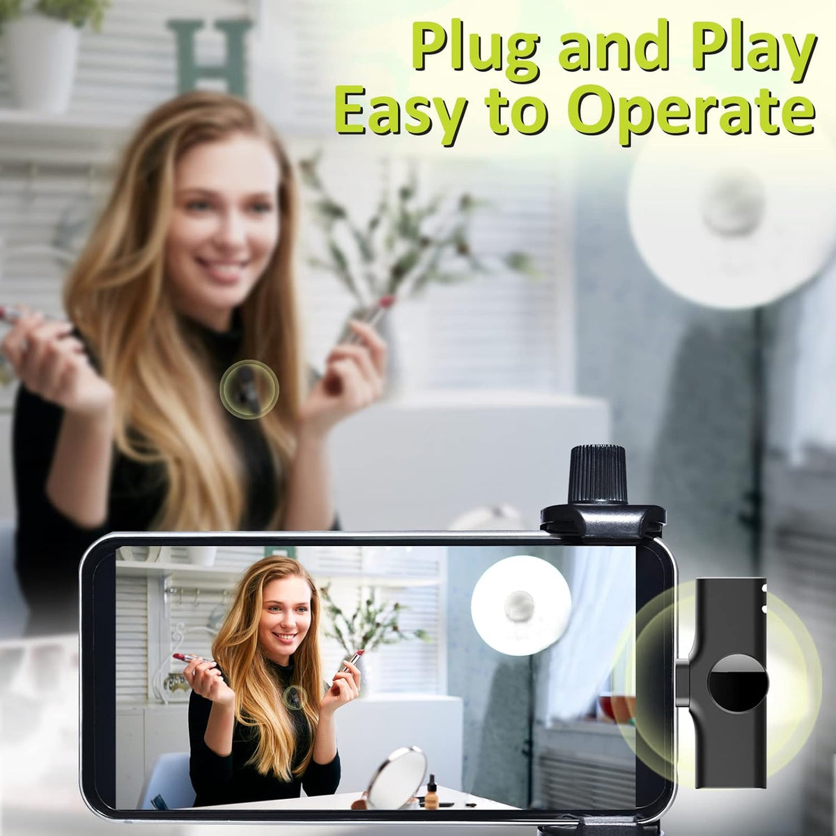 Wireless Mics, Wireless Clip on Microphones, Lapel Microphone A2d One Pair Two, for Android Phone, iPhone 15, Laptop, Video Recording