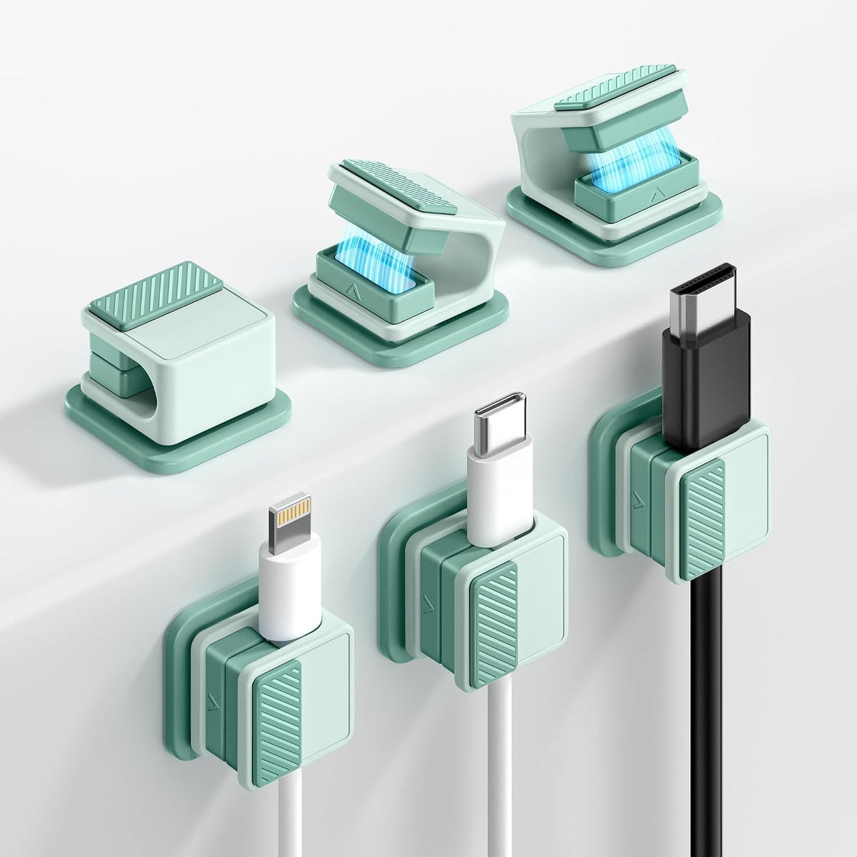 GolbinBox 6 Pack 8mm Magnetic Cable Clips, Glow in The Dark Cable Holders, Cord Organizer with Shockproof Silicone