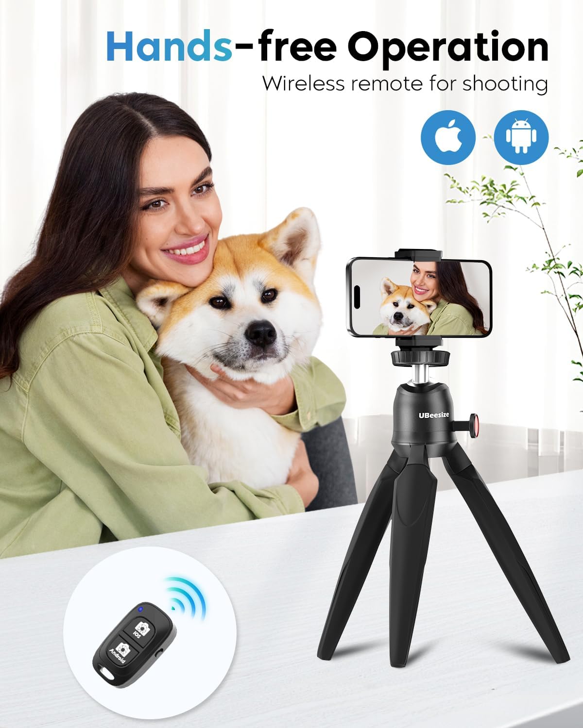 UBeesize Flexible Tripod for iPhone and Samsung with Remote and Phone Holder, Ideal for Video Recording, Vlogging, and Selfies, Compatible with Canon and Sony Cameras