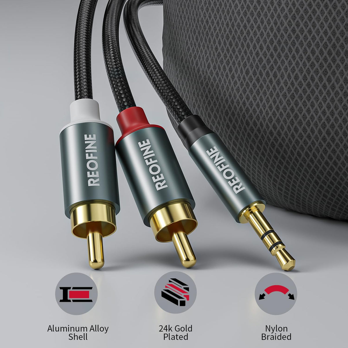 3.5mm to RCA Cable (5Feet/1.5M),3.5 mm 1/8 to RCA 2-Male Headphone Jack Adapter HiFi Sound Splitter Auxiliary Cord for Smartphone,MP3 Players,Laptops,Tablet,Speaker