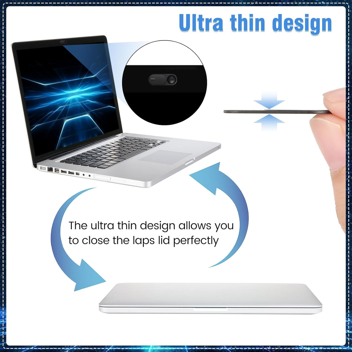 Laptop Camera Cover Slide,3 Large+3 Small Ultra Thin Webcam Cover for Laptop,Computer,Tablet,iPhone 6/7/8 Plus and Tesla Model 3/Y Interior Cabin Camera,Web Cam Blocker Protect Your Privacy