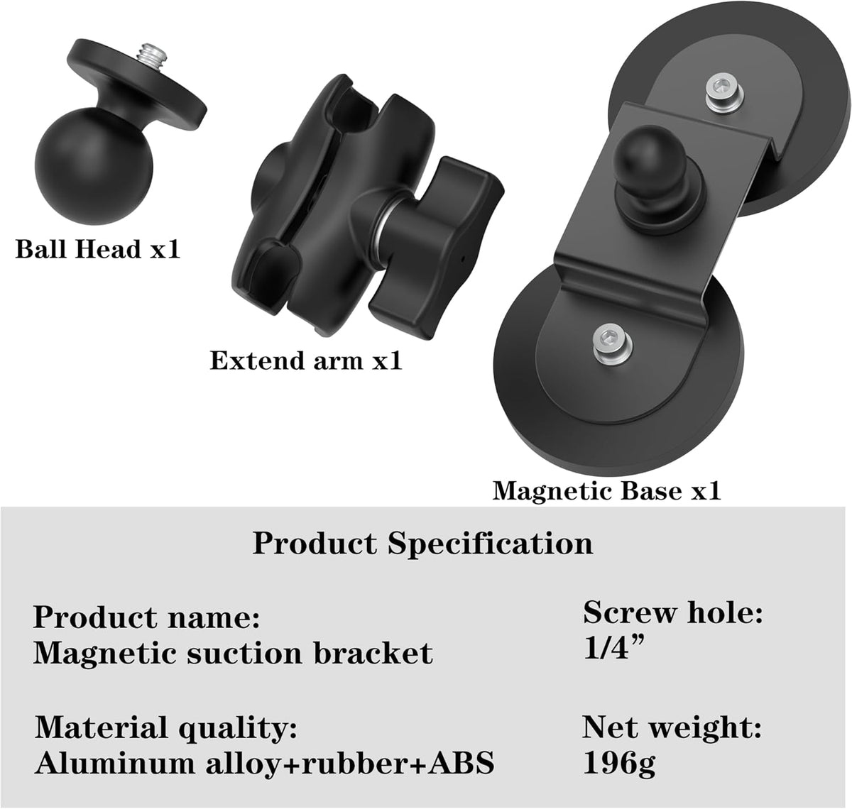 Taisioner Magnetic Car Mount Camera Mount for Insta360 x5/x4/x3/x2 Go 2/3 Car Body Outside with 360°Rotation Ball Head Compatible with Gopro,360 Max,Insta 360,DJI osmo,Akaso Aciton Camera
