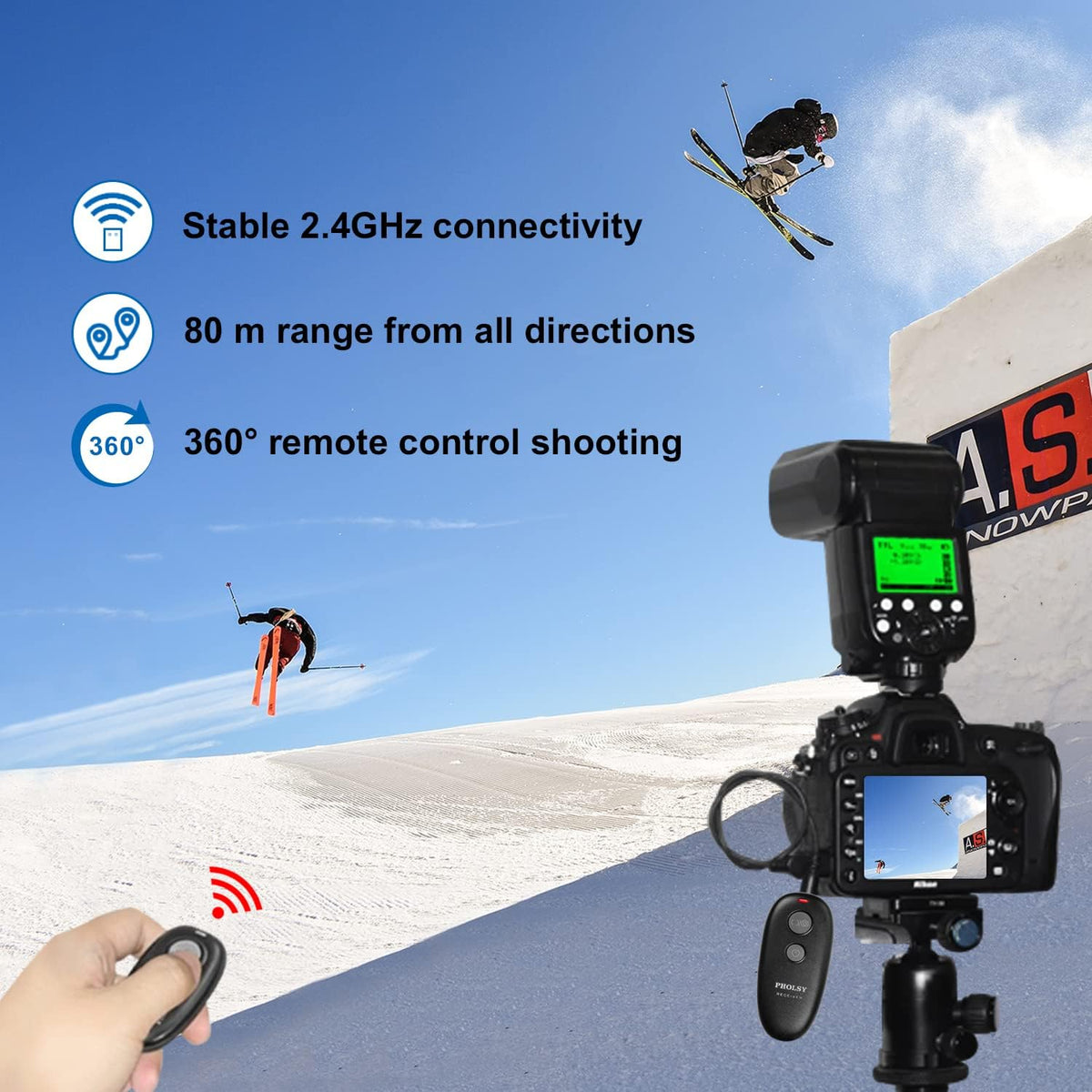 PHOLSY for Sony Camera Remote Shutter Release S6 Wireless Remote Control for Sony a77 ii, a99 ii a99 a77 a67 a65 a57 a55 a900 a850 a700 a580 a560 a550 a500 a400 a450 a300 a200 Replace Sony RM-L1AM