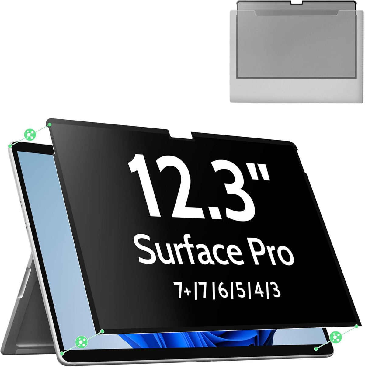 Nano Privacy Screen Protector for Microsoft Surface Pro 7+/7/6/5/4/3 - 12.3 In Reusable Surface Pro 7 Screen Protector Anti Glare Film, Anti Blue Light Filter, Removable Shield, Bubble Free Guard