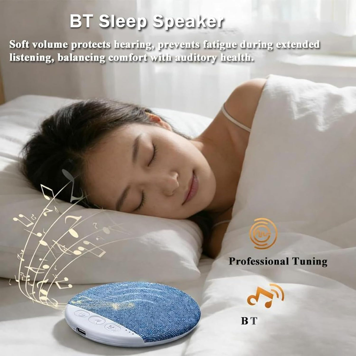 Generic Sleep Pillow Speaker, Pillow Speaker with White Noise Timer Wireless for Sleeping | for Bed Bedroom Home Hotel