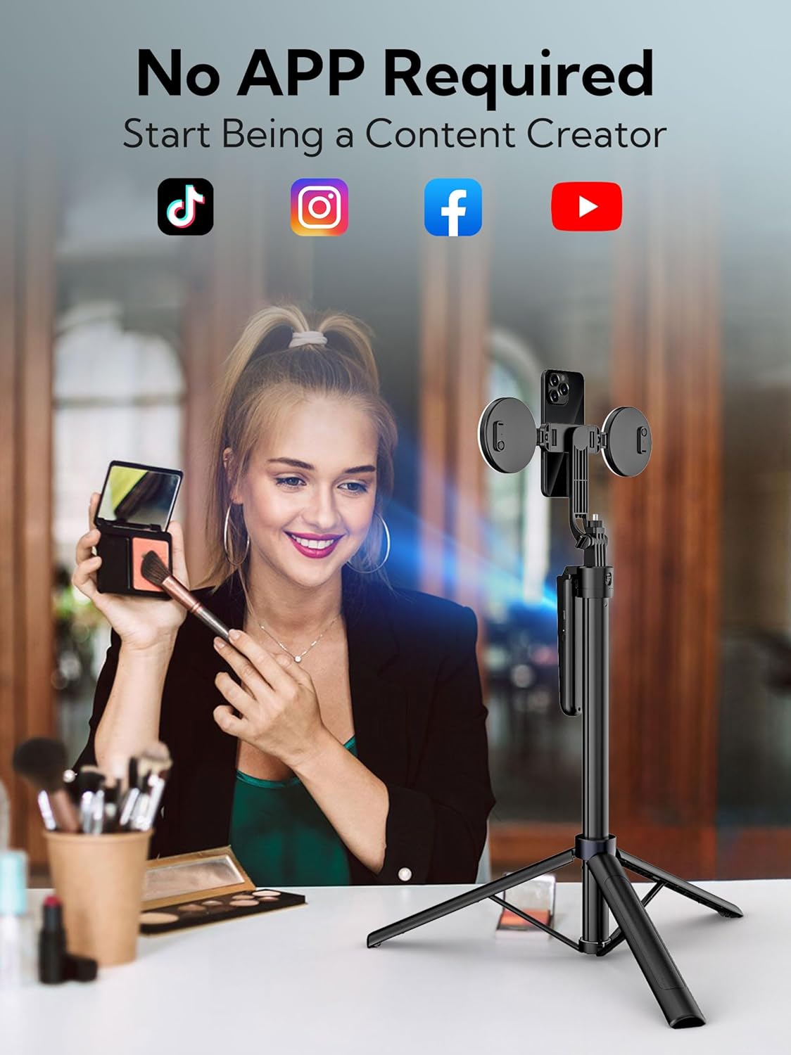 Auto Face Tracking Tripod 360 Rotation,Phone Tripod for iPhone w/Fill Light,Selfie Stick for iPhone w/Remote Control,70” Phone Holder Video Recording for Content Creators TikTok(UTK-02)
