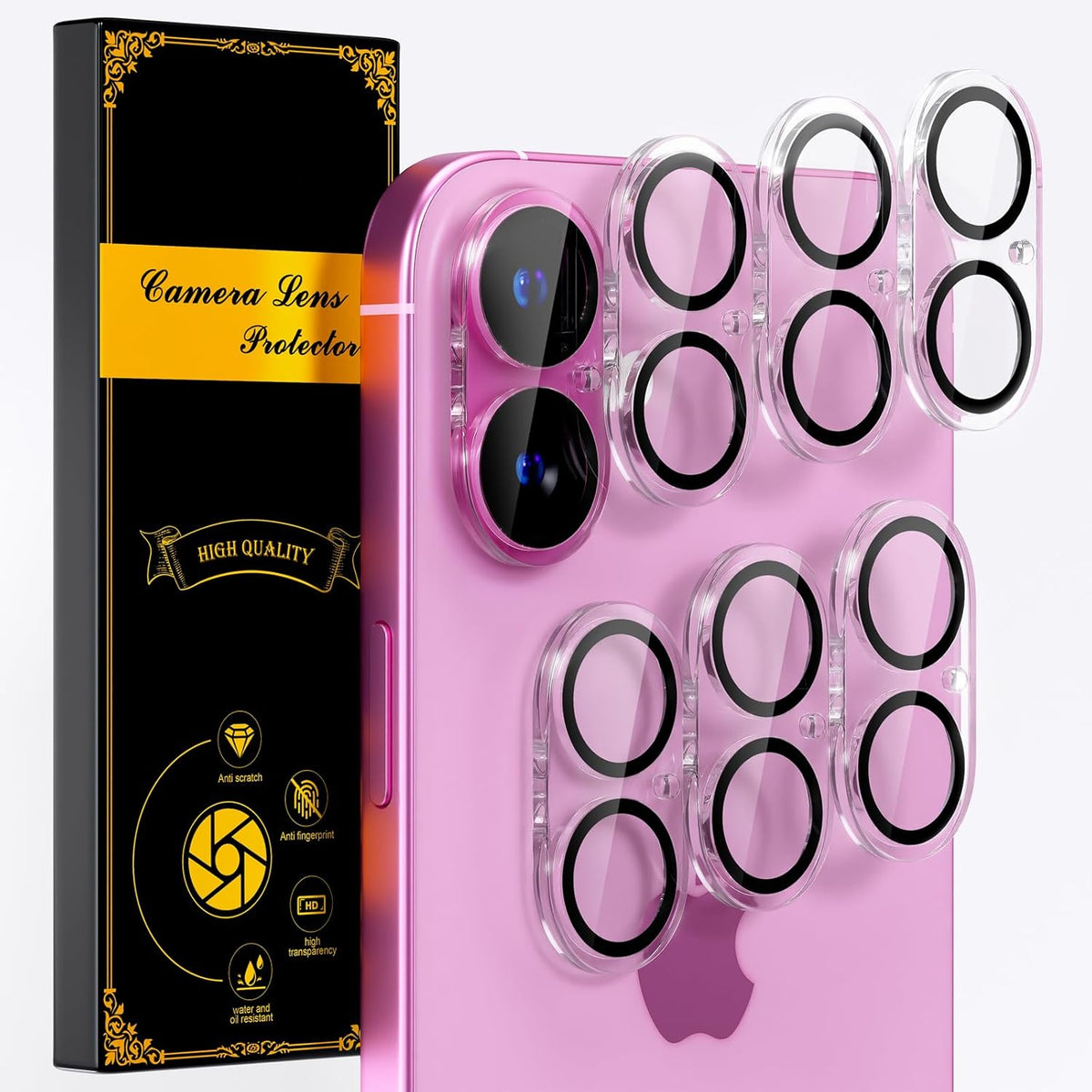 beuxece for 6 Pack iPhone 16 / iPhone 16 Plus Camera Lens Protector [Drop Protection] [Case Friendly] [Easy Installation] 9H Tempered Glass Camera Screen Protector Cover Accessories, Clear