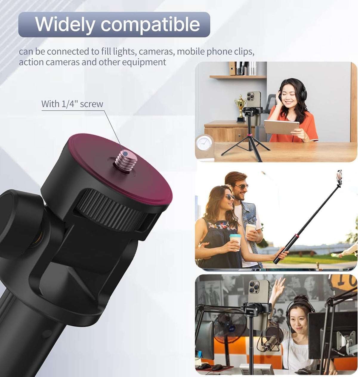 AceTaken 81'' Link-2-Pro Insta360 2 2c 2,Link 2c X5 X4 X3,Go 3S 2 2 Webcam Floor Tripod-Stand,Selfie Stick Holder