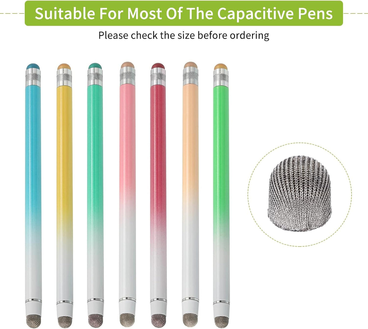 MECCANIXITY 10Pcs Replacement Fiber Mesh Tips for Stylus Pens 7mm Suitable for Capacitive Touch Screen,High Sensitivity,Soft,No Scratch Screen Pen Tip