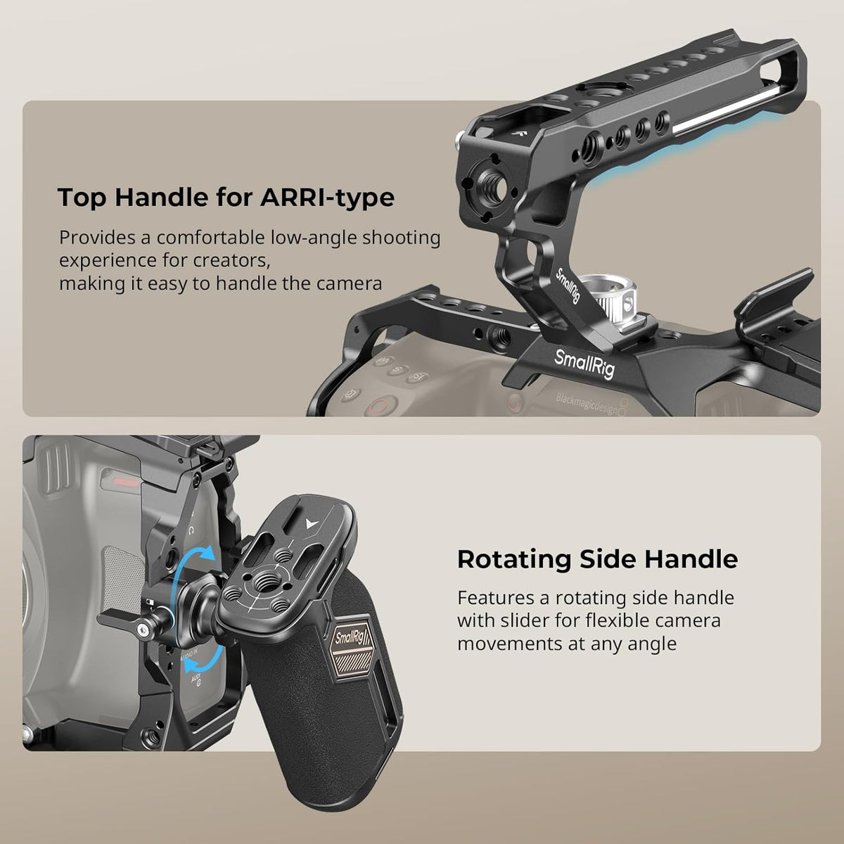 SmallRig Camera Cage Advanced Kit for Blackmagic Design Cinema 6K, Only for BMCC 6K, with Top Handle, Rotating Side Handle, SSD Bracket, Cable Clamp, Lens Mount Adapter, 15mm Rods and Baseplate - 4575