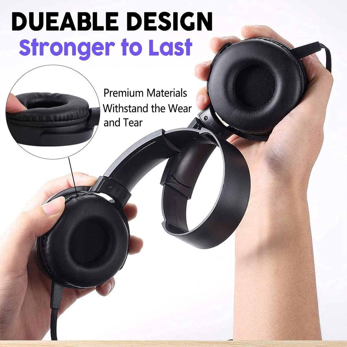 5-Pack,Durable 3.5mm Bulk Kids Headphones for School Classroom Wired On-Ear Plug for Kids,Students,Computer,Kindle