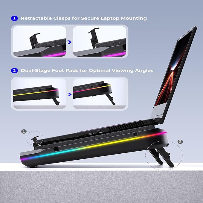 Cooling Pad for Acer Predator Helios 16 18 300 500 (Neo 16 16s 18 AI) Triton 14 AI 14 17 X 300 SE 700 900 14-18 Gaming LaptopCooler with Ultra Powerful Booster Turbo Cooling FanRGB LightTouch Start