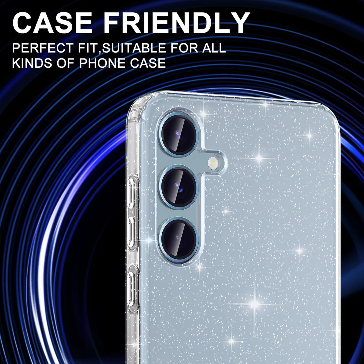 for Samsung Galaxy S24 FE Camera Lens Protector, Individual Metal Ring Tempered Glass Lens Cover, [Strong Adsorption] Scratch Resistant Ultra-Thin HD Clear Lens Cover, 1 Set-Blue