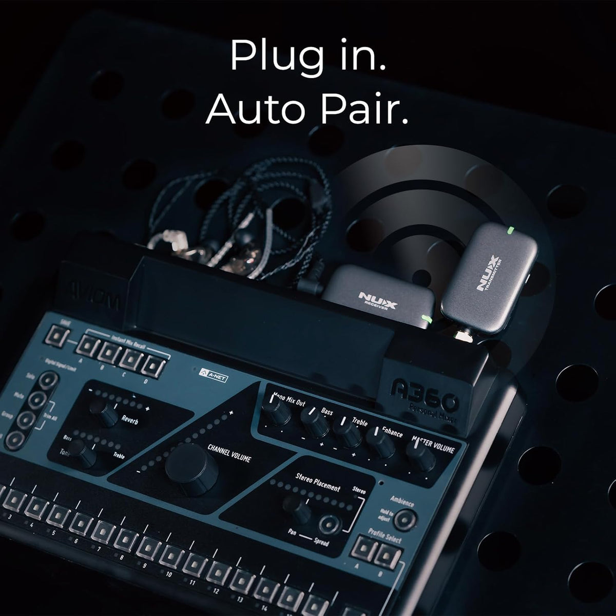 NUX B-7PSM 5.8 GHz Wireless in-Ear Monitor System, Stereo IEM,Charging Case Included, Stereo Audio transmitting, Designed for Live Shows and Band Rehearsals,not Suitable for Personal Silent Practice