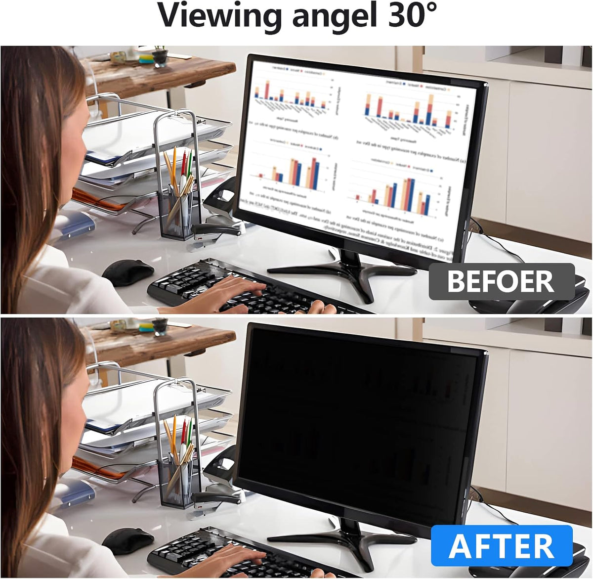 [5 Pack] 24 Inch Computer Privacy Screen Protector for 16:9 Widescreen Monitors-Anti-Glare & Blue Light Filter,Anti-Spy Film,Reduces Eye Strain (Fits Most Desktop Screens)