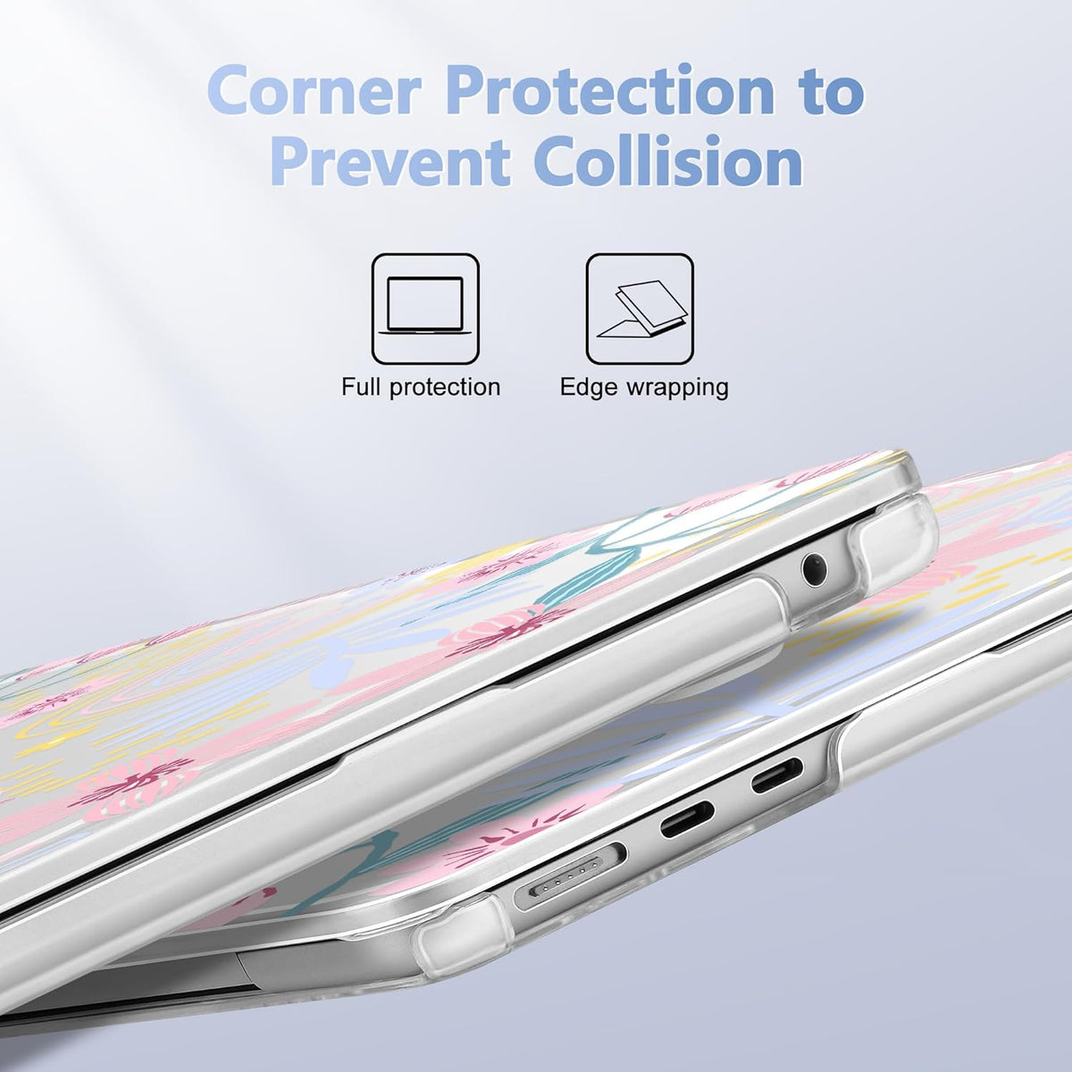Case for MacBook Air 15 Inch 2025 2024 2023 Release M4 A3241 M3 A3114 M2 A2941, Hard Shell with Screen Protector & Keyboard Cover, Compatible with Touch ID, Florals