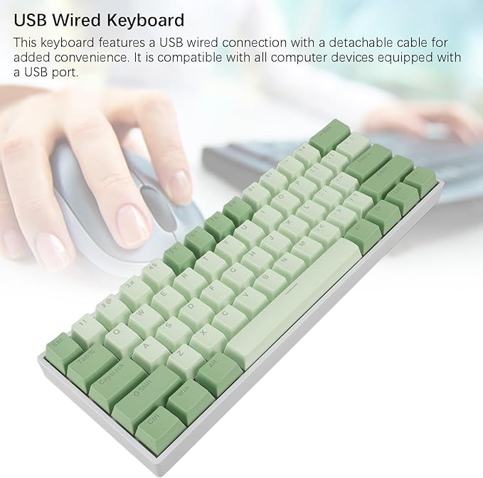 Yoidesu Mechanical Keyboard USB C Wired Gaming Keyboard RGB Backlit 61 Keys Red Switch Computer Keyboard for 2000 ME 7 8 10 for HarmonyOS