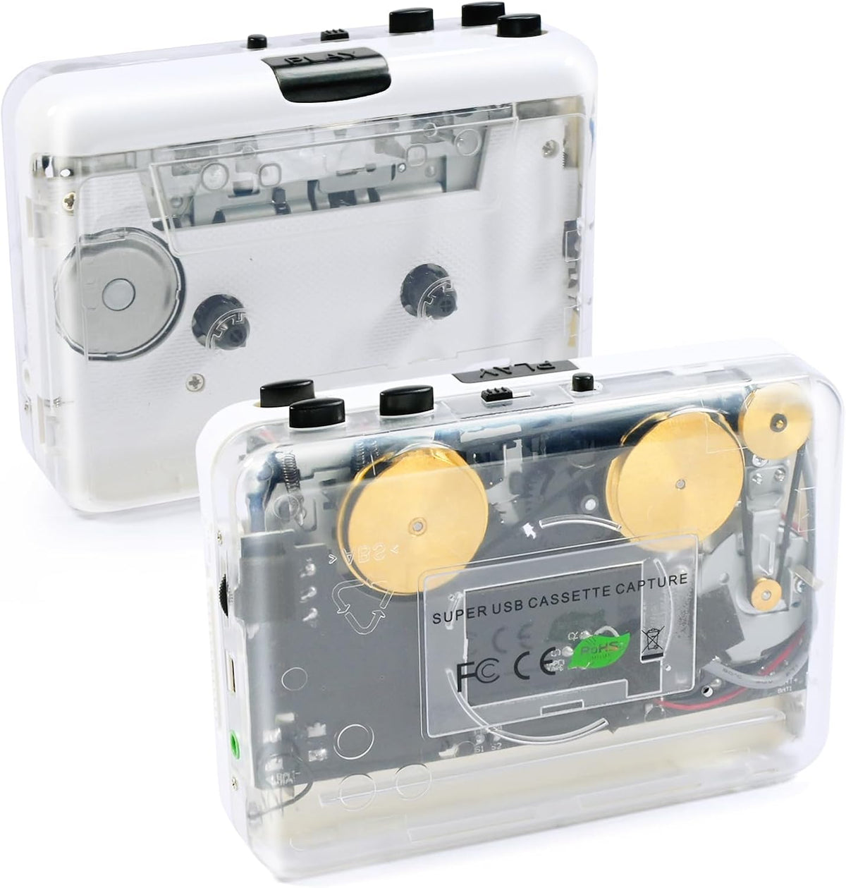 Burtowic Cassette MovementEarphone,Cassette MP3 Auto Reverse Clear Stereo Player,Built-in Cool Copper Wheel Tape