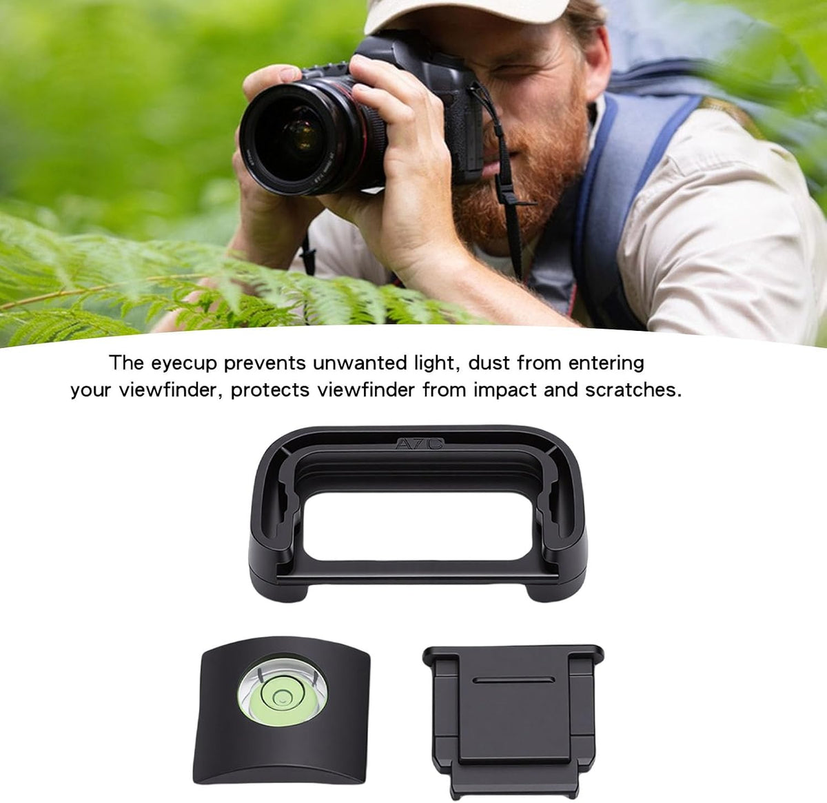 A7C Bewinner Eyecup, Hot Shoe Cover & Bubble Level Kit for Camera - Viewfinder Eyepiece, Protector Cap & Spirit Level