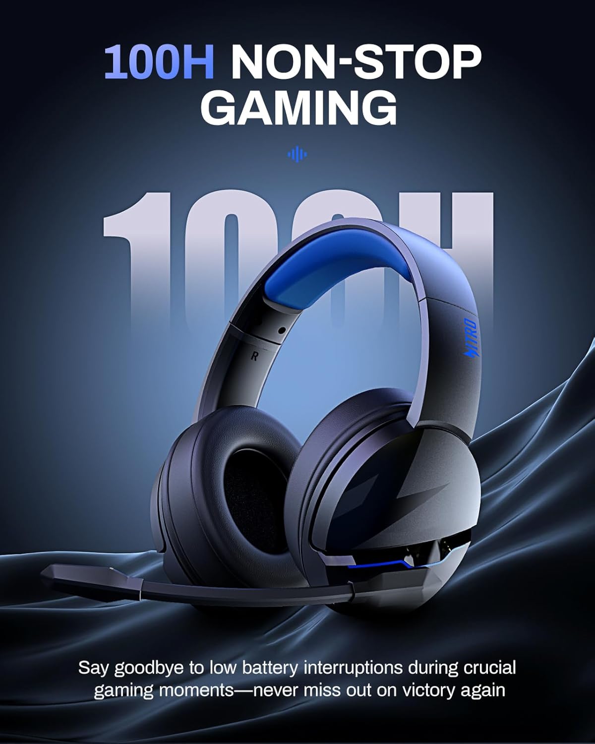 Acer 2.4GHz Flex Wireless Gaming Headset | Non-Stop 100H Battery | Dynamic 50mm Drivers | Clear Voice Mic | Bluetooth5.3, 3.5mm | Gaming Headphones for PC, PS4, PS5