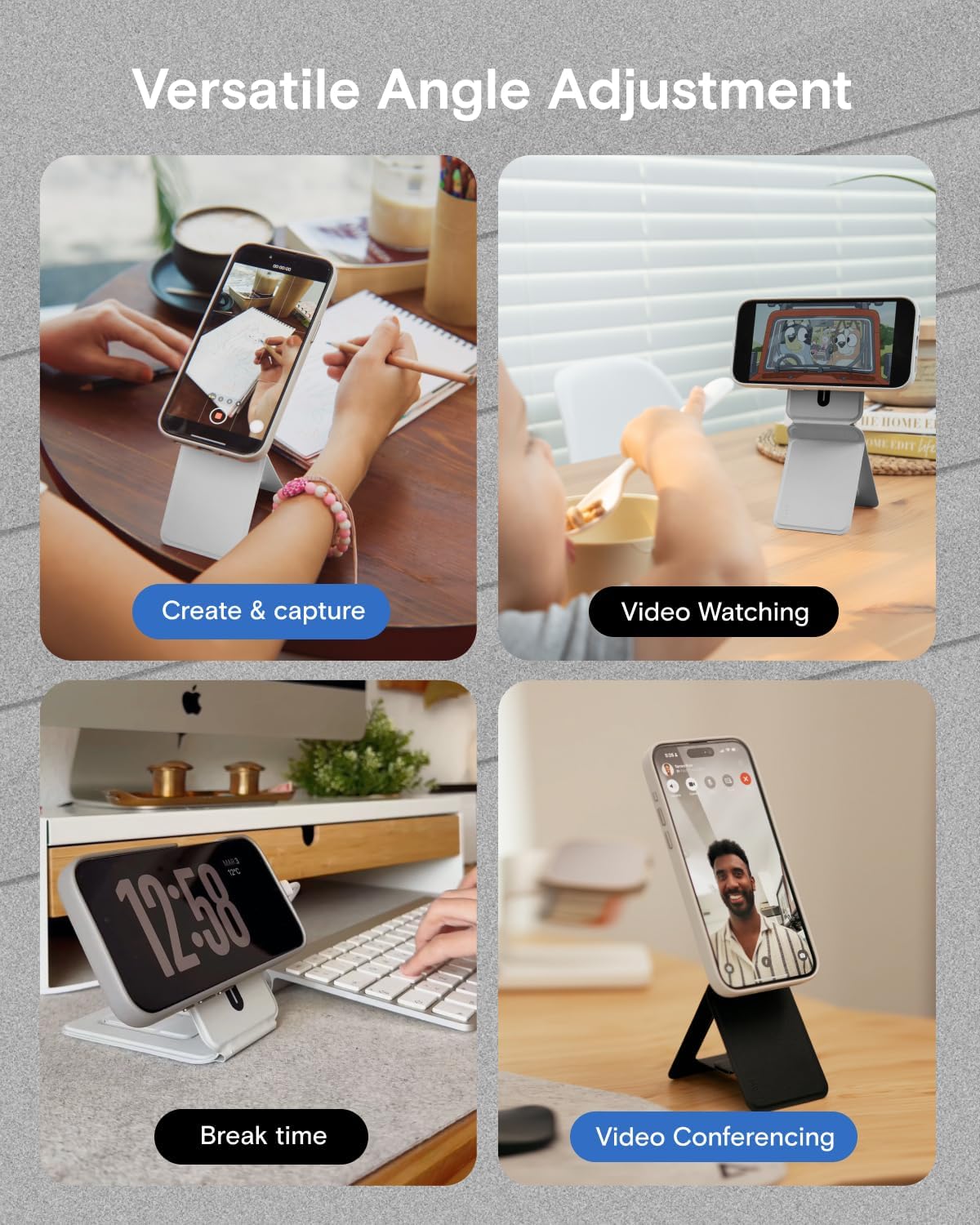 MOFT Phone Tripod Stand Selfie Stick for iPhone, Multi-Angles iPhone Stand, Lightweight & Portable Phone Holder, Strong Magnets, MOVAS Vegan Leather, Travel Essentials, Misty Cove (Without Card Slot)