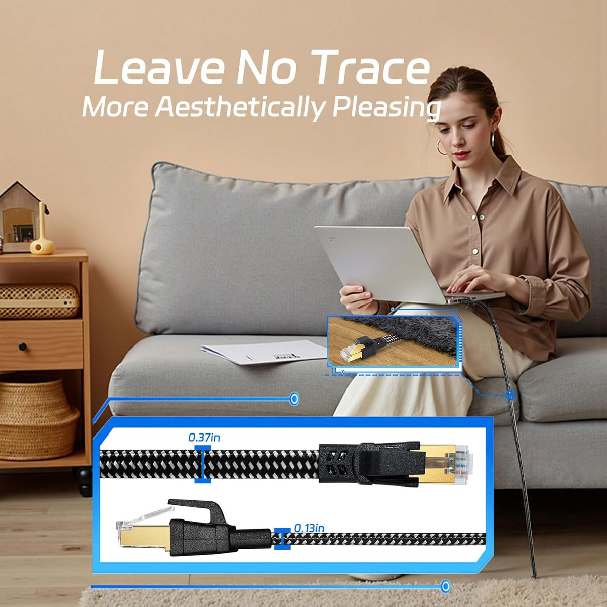 8 3FT, 6FT 10FT 15FT 20FT 25FT 30FT 40FT 50FT 60FT 75FT 100FT RJ45 40Gbps 2000Mhz Cat Ethernet Cables High-Speed
