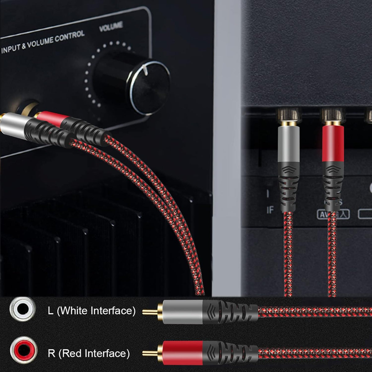 RCA Cable 30Ft,2Rca Male to 2-RCA Male Audio Stereo Subwoofer Cable [Hi-Fi Sound] Nylon-Braided Auxiliary Audio Cord for Home Theater, HDTV, Amplifiers, Hi-Fi Systems,Speakers and etc (30Ft)