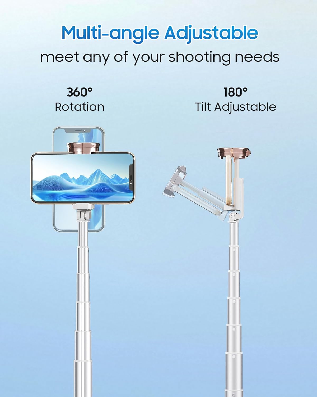 67" Selfie Stick Phone Tripod, All-in-1 Cell Phone Tripod with Wireless Remote, Extendable Compact Tripods Portable Travel Stand for iPhone Android Selfie/Video Recording/Live Stream/Vlog