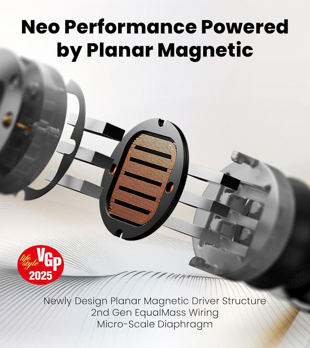 Edifier NeoBuds Planar Wireless Bluetooth Earbuds, 12mm Planar Magnetic Drivers, Hi-Res Audio, LDAC, Snapdragon Sound, Hybrid ANC, Bluetooth 5.4 & Dual Device Connection, Wireless Charging, 6 Mics