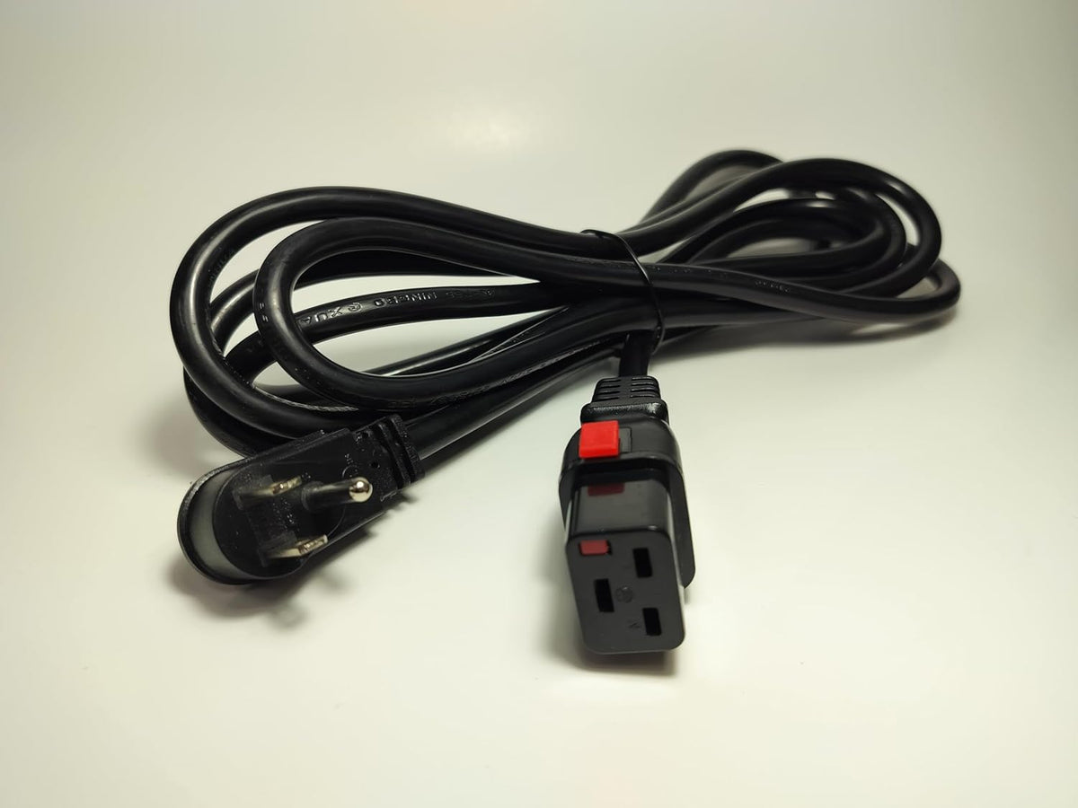 Generic IEC320-C19 14AWG, 5-15P 10ft Locking Power Cord, Flat Plug, Heavy Duty, SJTOW Cable for Appliances, Data