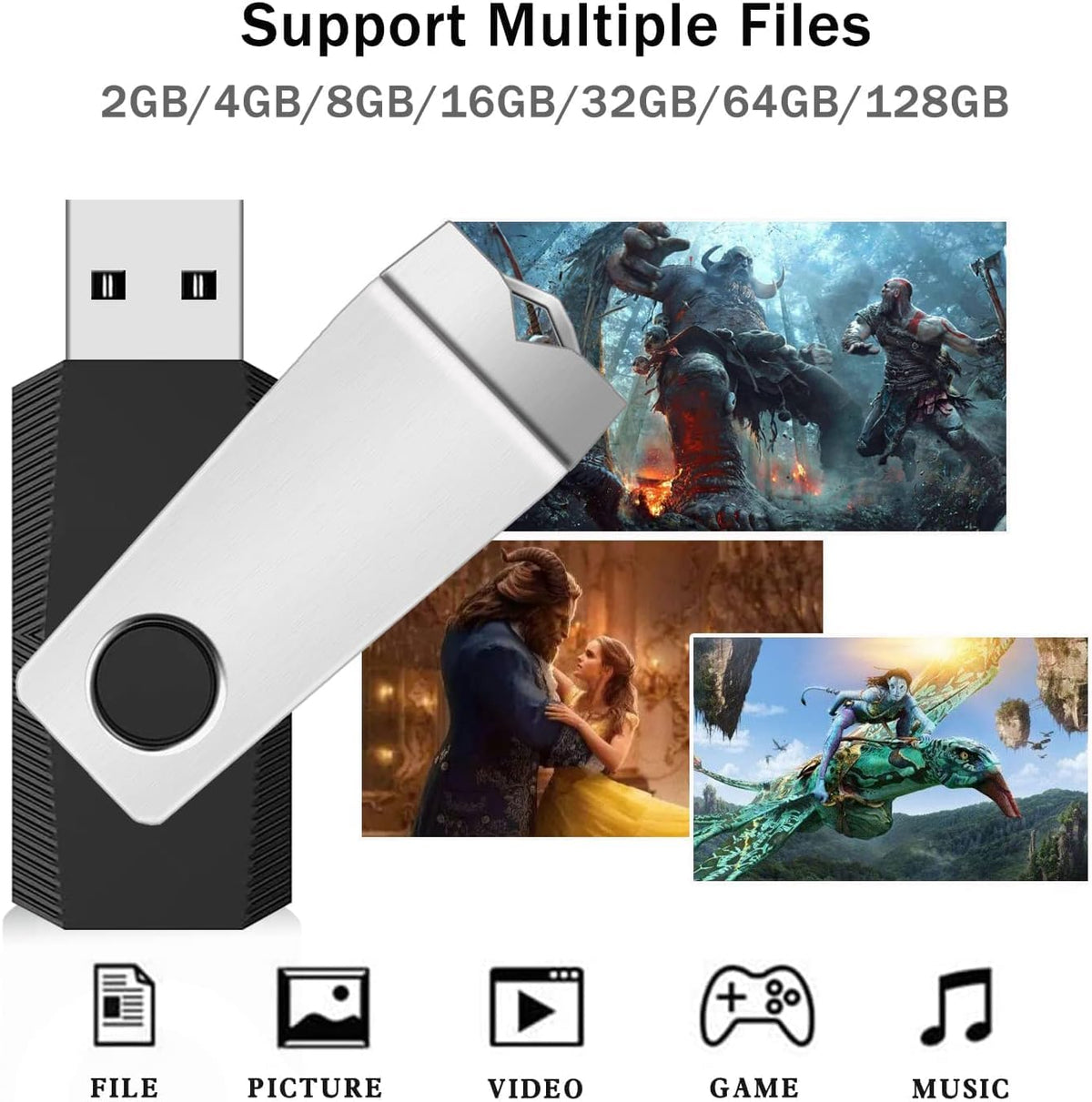 Customizable Flash Drives 4GB, Wooolken Personalized USB 2.0 Drive 10/20/50/100 Pack, Custom Thumb Drive Engraved Logo USB Drive (Mixcolors)