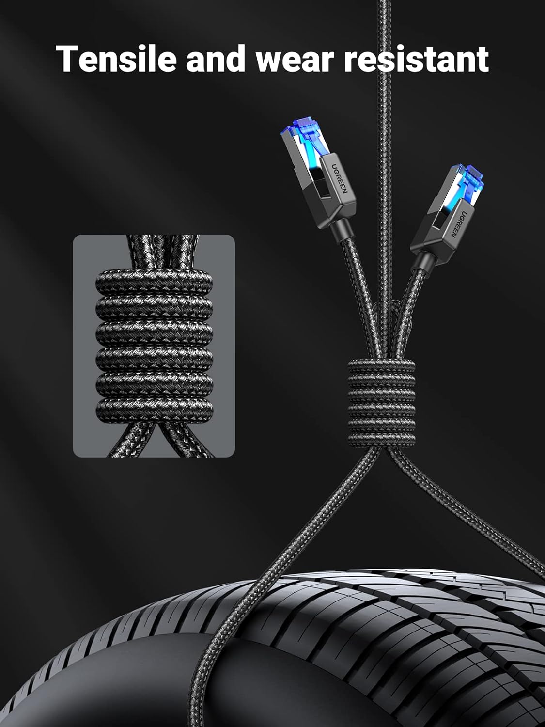 8 6FT, 40Gbps 2000Mhz Cat8 RJ45 PS5 PS4 PS3 6FT UGREEN Cat Ethernet Cable High Speed Braided Network Cord Shielded