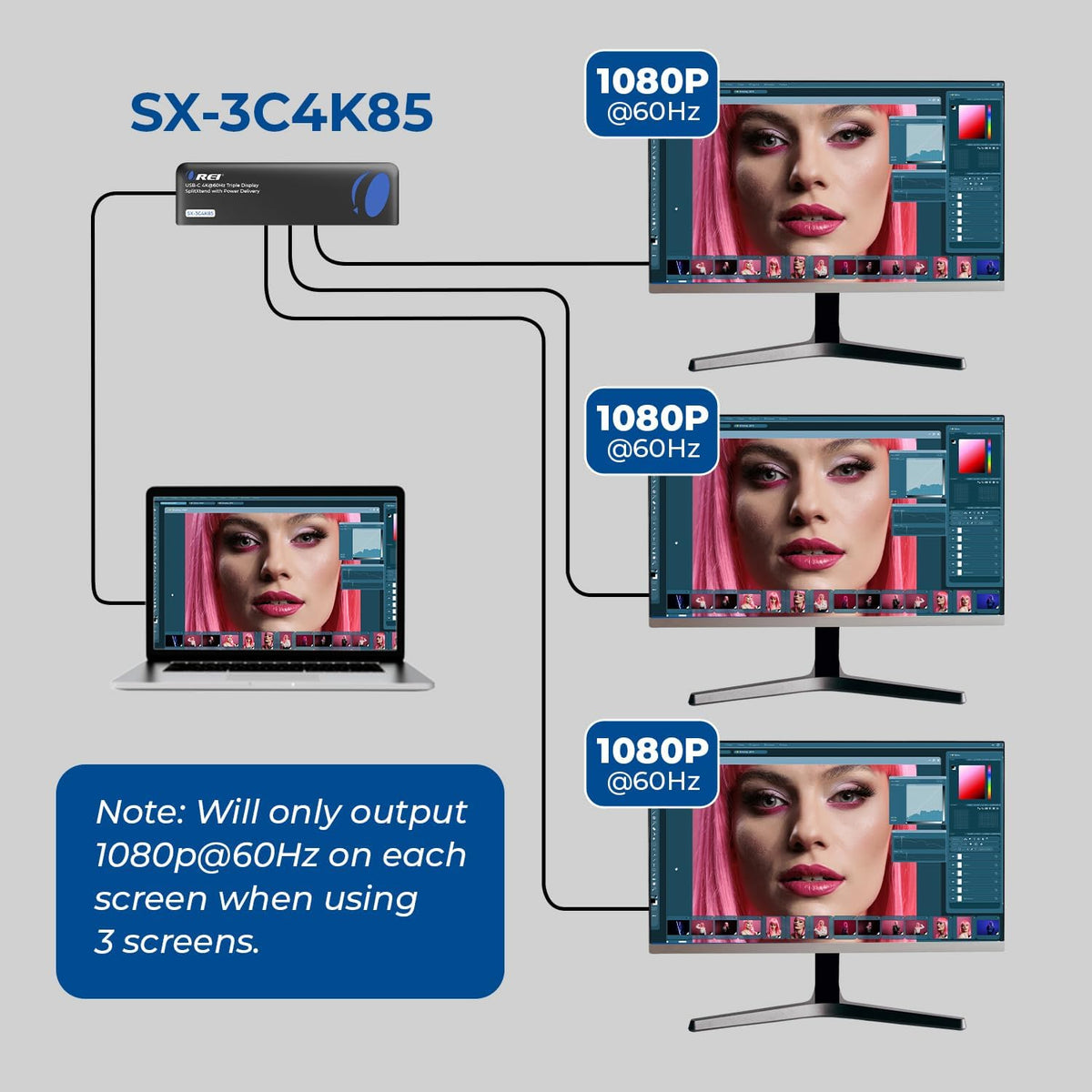 OREI USB-C Triple Monitor Docking Station Splitter – USB-C to 2× HDMI & 1× DisplayPort Adapter, 100W PD, Gigabit Ethernet, 4× USB2.0/3.0, microSD Reader – Windows & Mac Compatible