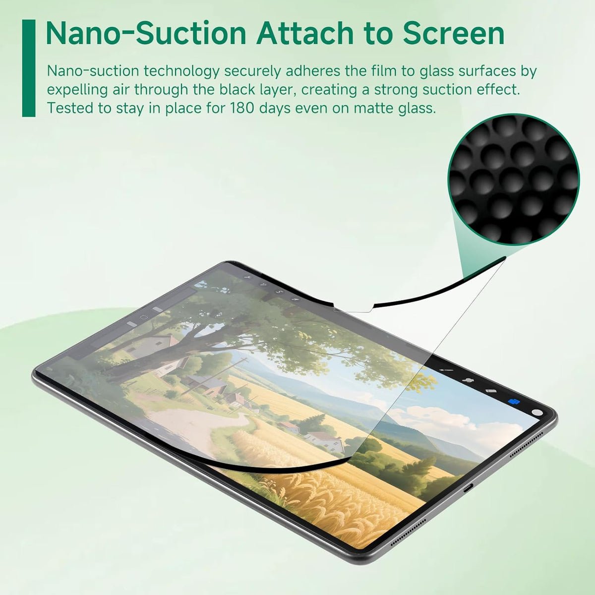 Nano-Suction Paper Feel Screen Protector for iPad Pro 11 inch 2024, Removable, Reusable, Write as Real Paper, Anti Glare, Stable