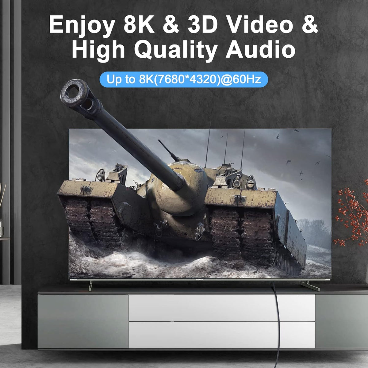8K 4K 10FT 2 Pack, 2.1 8K@60Hz, 4K@120Hz 144Hz 48Gbps TV/PS5/HDTV/Blu-ray Thsucords HDMI Cable High Speed Braided HDMI