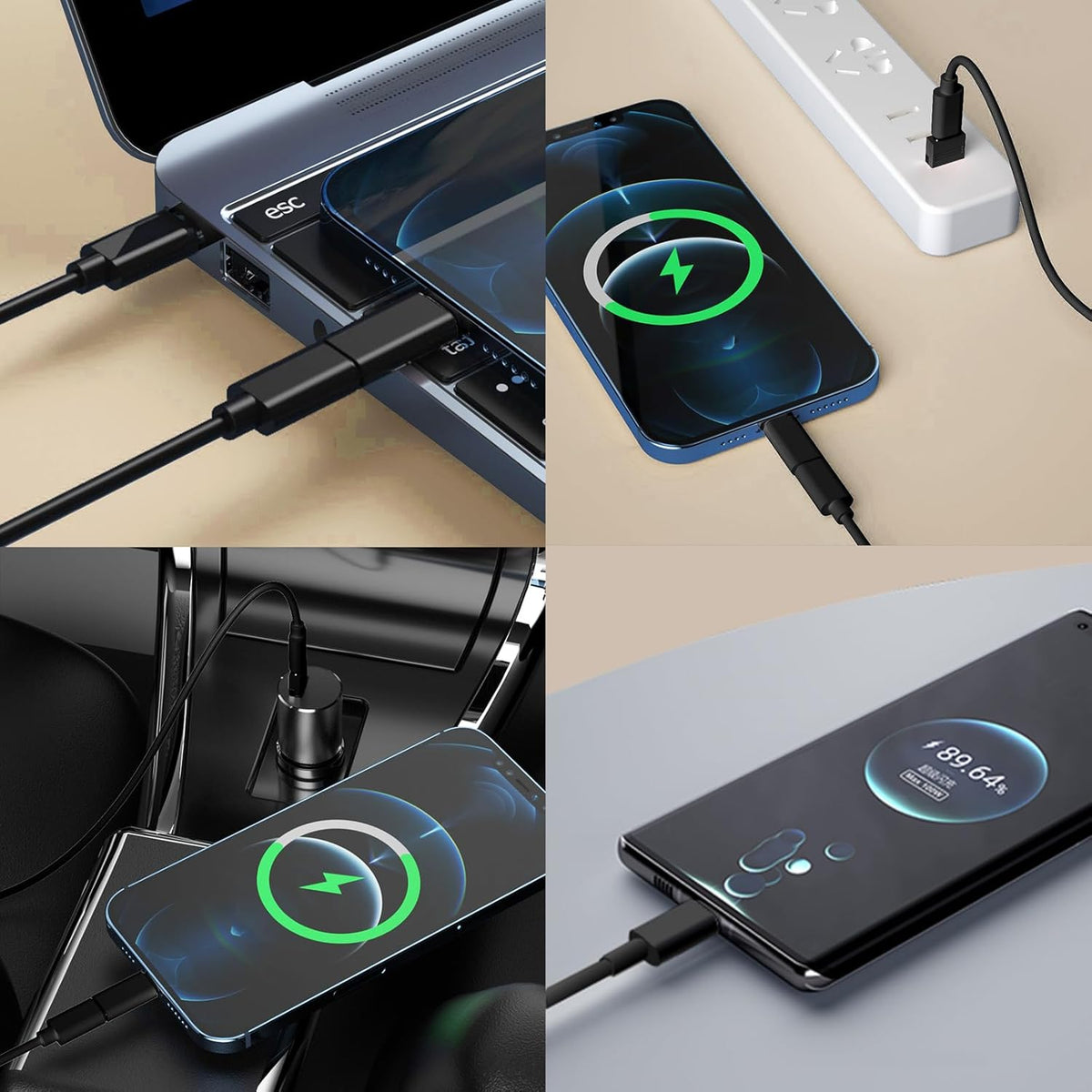 USB C to USB Adapter, USB-C Adapter Kit Contains Multiple OTG Adapters for Type C Male, USB A to C Male Cable, Micro USB to Type C, Equipped with SIM Extractor and Phone Stand