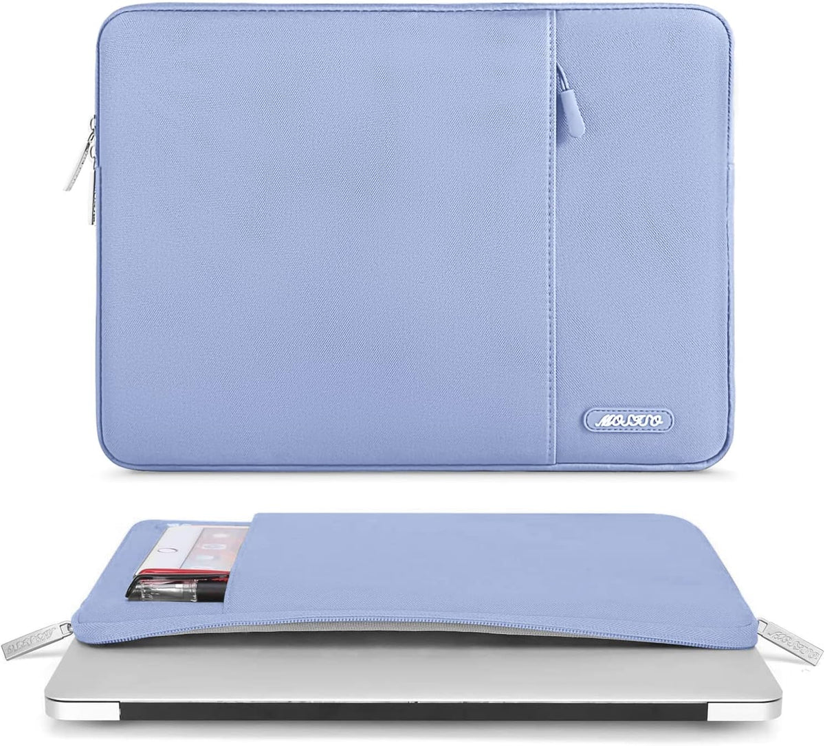 MOSISO Laptop Case 15 inch, 15 inch Laptop Sleeve Compatible with MacBook Air 15 M4 A3241 M3 A3114 M2 A2941 2025 2024 2023,Dell XPS 15,Polyester Vertical Computer Sleeve Bag with Pocket, Pastel Blue