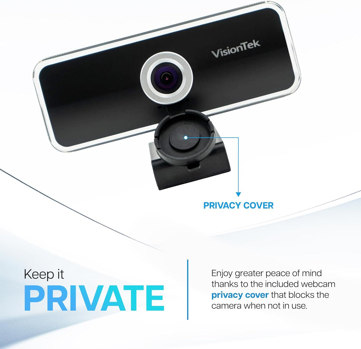 VisionTek VTWC20 Full HD (1080P 30FPS) Webcam, for Windows, Mac, Linux, & Chromebook w/Digital Microphone, Auto Focus, Privacy Cover, & Wide Viewing Angle