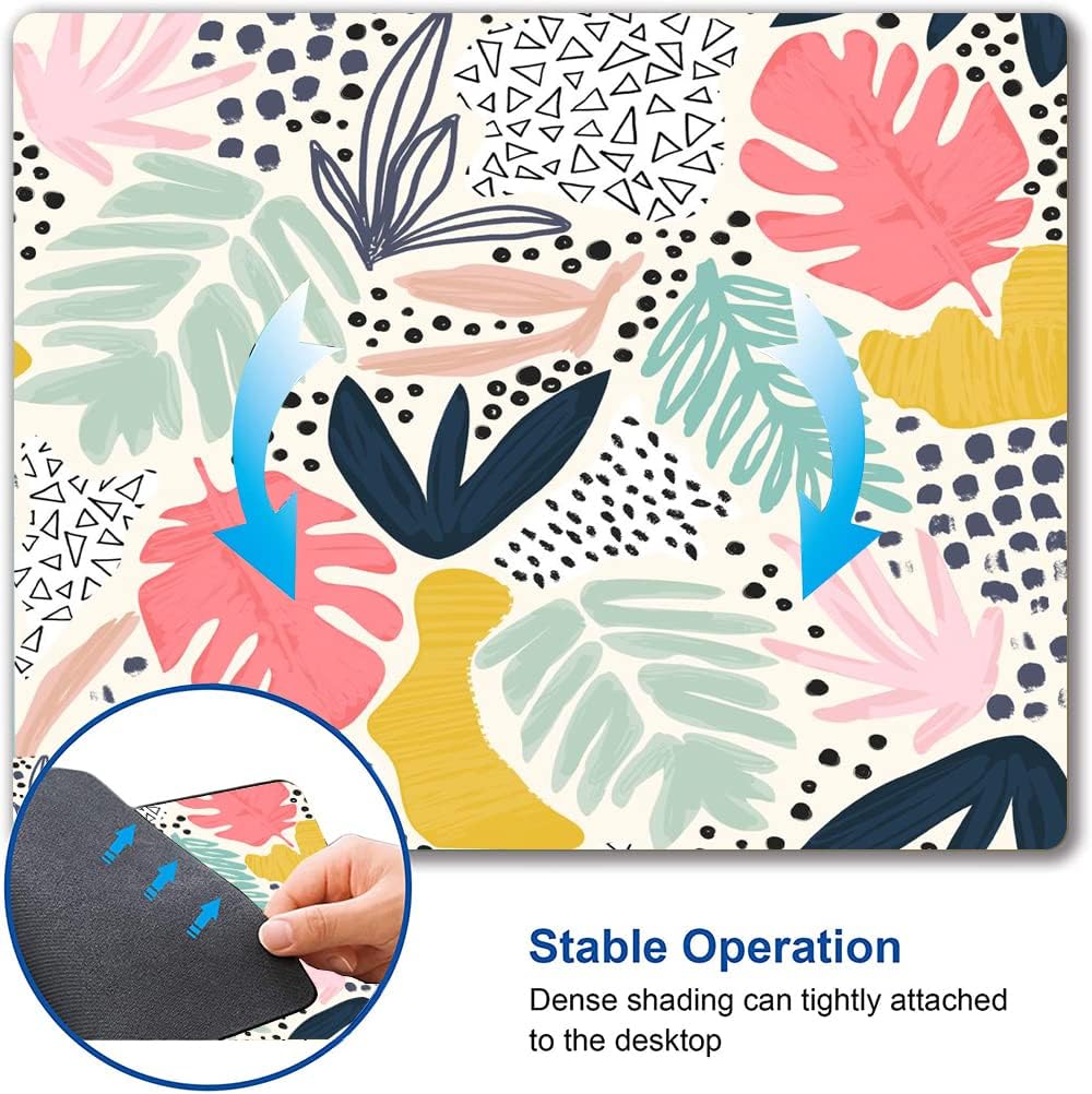 Mouse Pad, Abstract Leaves Mouse Pad, Square Mouse Mat Waterproof Non-Slip Rubber Base Mouse Pads