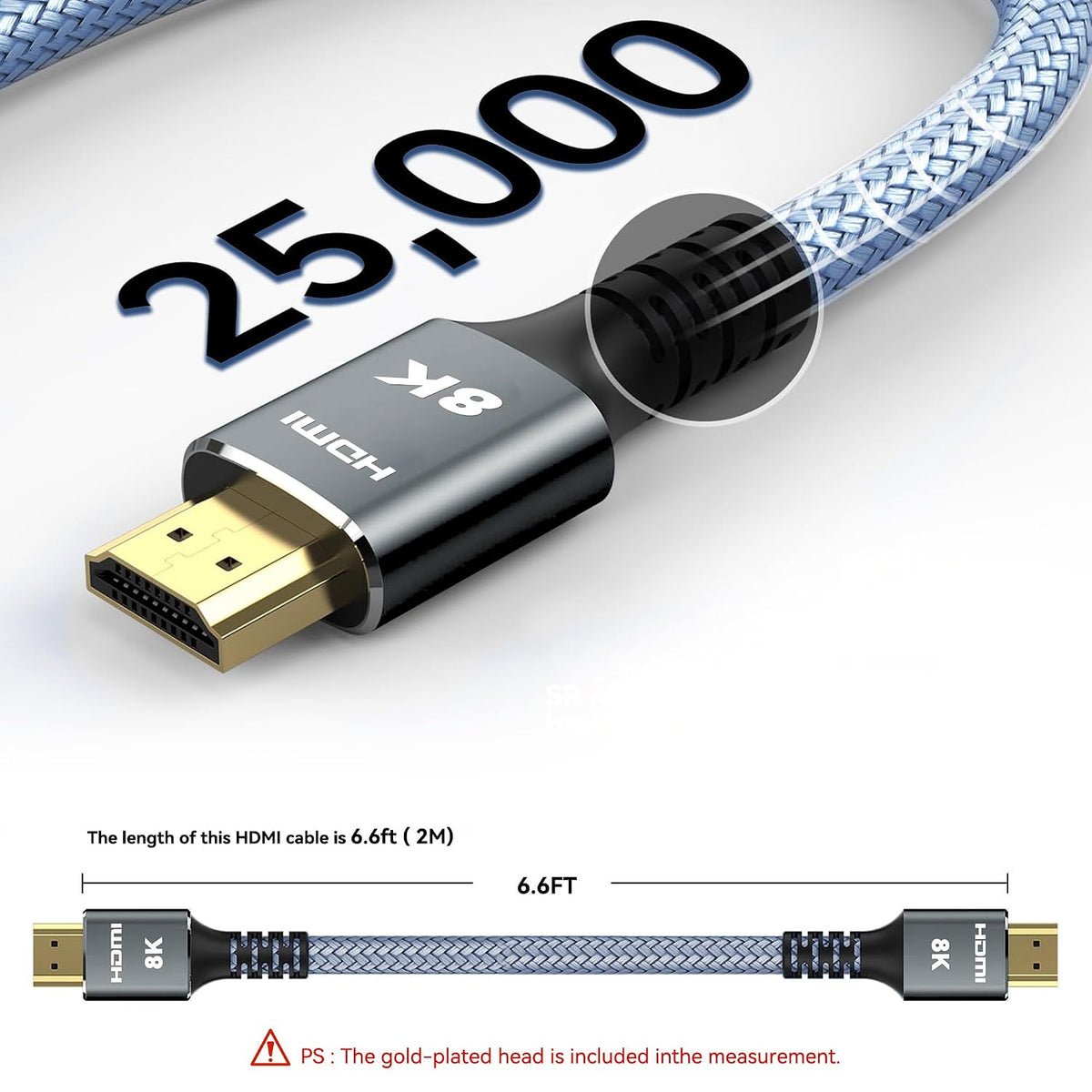 Generic 2M (6.6FT) 48Gbps 8K@60Hz, 4K@120Hz, HDR10, 2.2/2.3, PS3/4/5, Kirei V Wire Ultra High Speed HDMI Cable