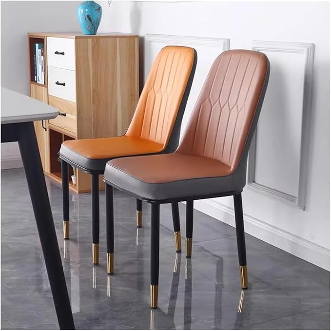 Adjustable Office Computer Chair with Armrest 1pcs Dining Chair with Backrest for Comfort and Durability Sleek Black Legs with Gold Accents(Blue and Orange)