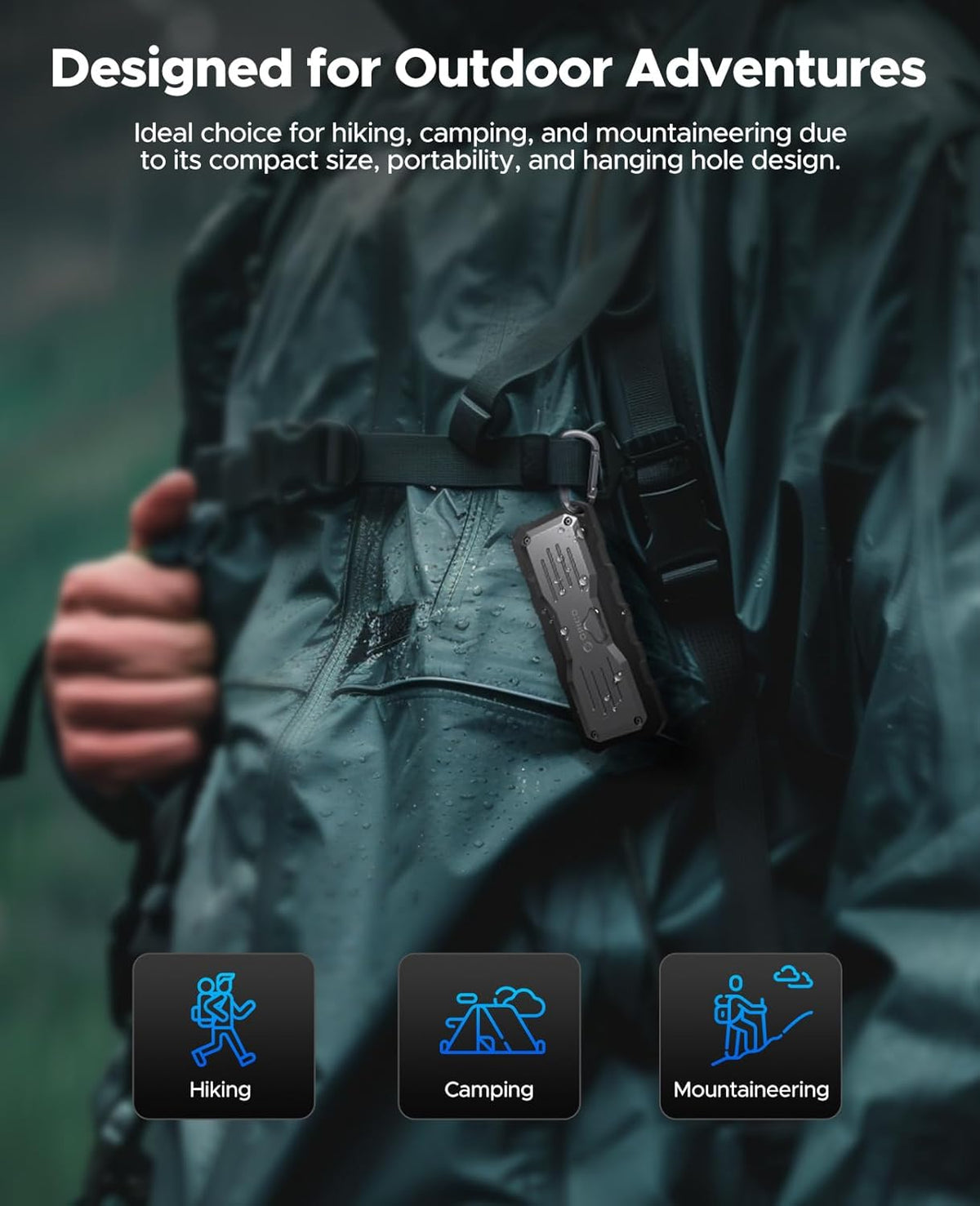 ORICO 2TB External SSD Up to 2000MB/s, Interface Extra Protection, Waterproof and Dust-Proof, Rugged and Reliable Outdoor Portable Solid State Drives for Action Camera, Smartphone, Laptop - O20