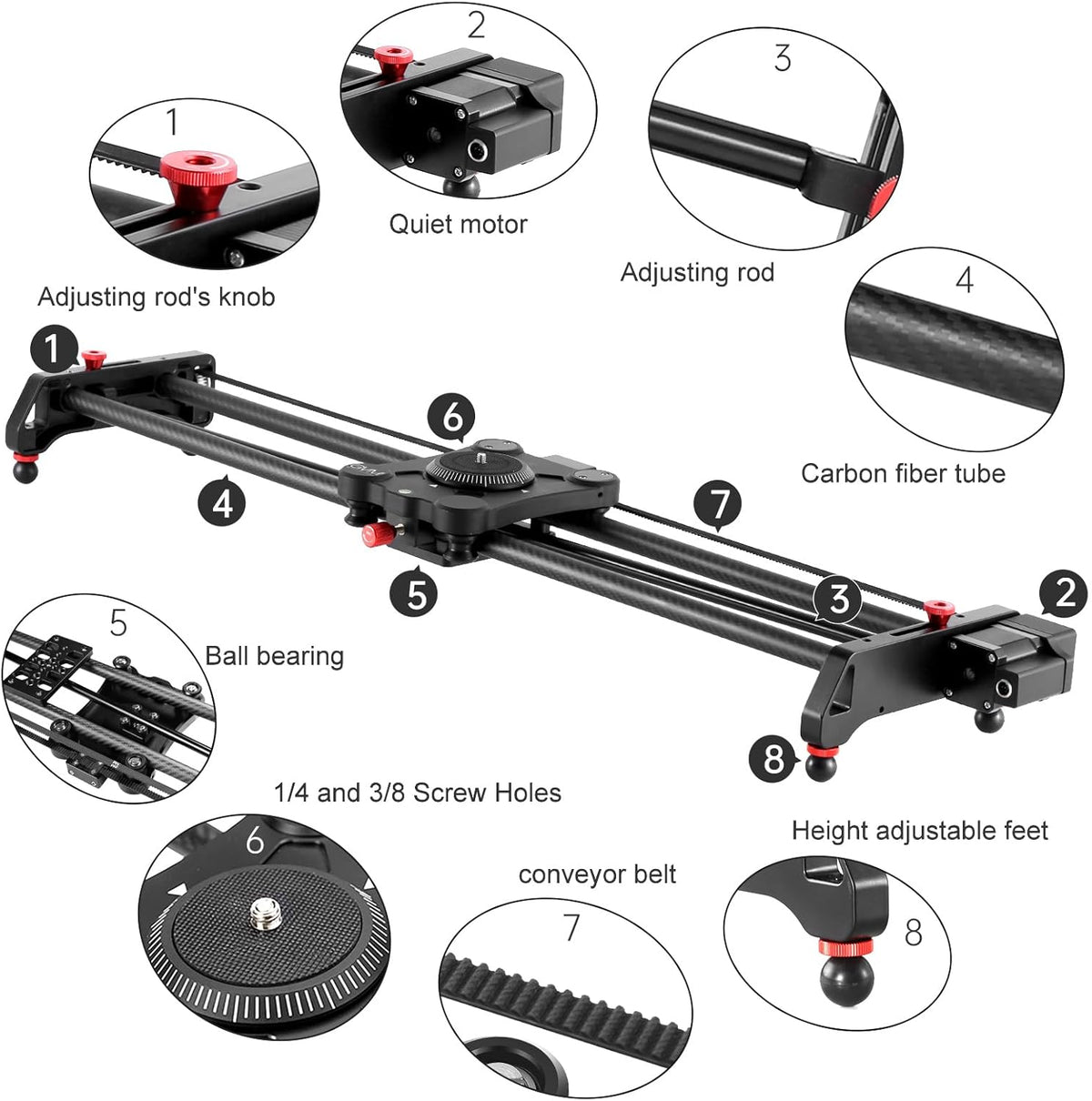 GVM Carbon Fiber Motorized Camera Slider - 31"/80CM with Remote Control, Supports Time-Lapse Photography, Video Mode, Tracking Shooting for Most Cameras