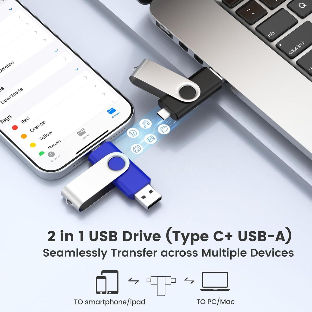 Customizable 2GB Flash Drive 10 Pack, ABLAZE Dual USB 2.0+ Type C Thumb Drives with Logo Personalized USB Memory Sticks (Mixed Colors)