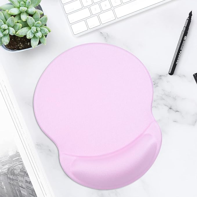 ITNRSIIET Ergonomic Mouse Pad with Gel Wrist Support Small Wrist Rest Smooth Surface Non-Slip PU Base Comfortable Office Supplies Pain Relief, 8.7 x 7.2 inches, Purple