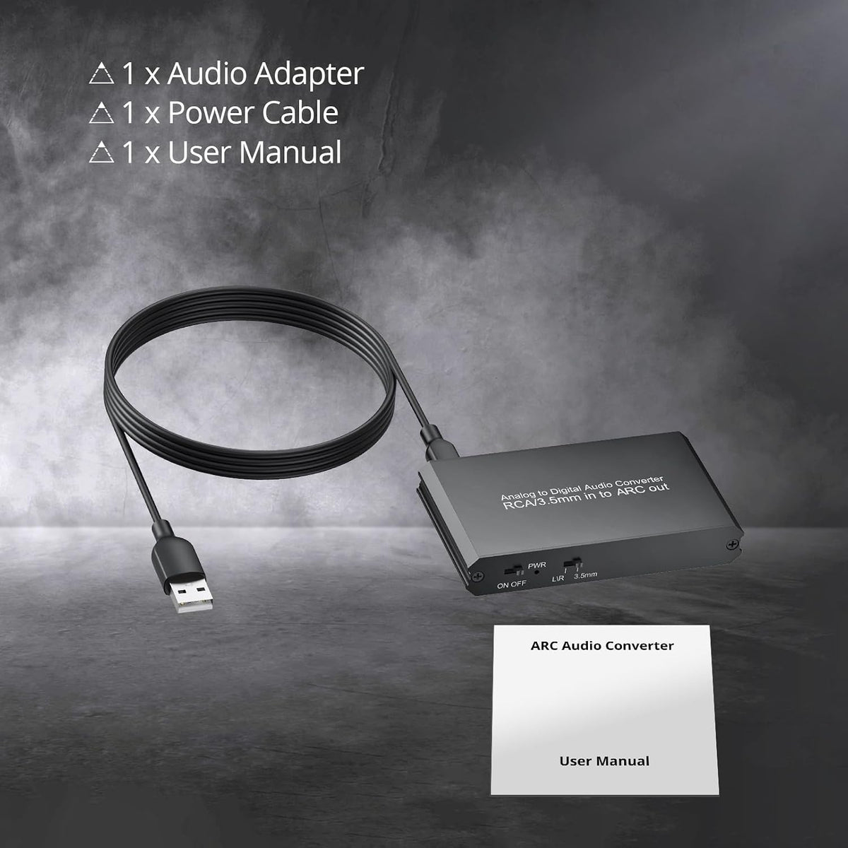 CAMWAY 3.5mm TV,Computer,MP3 Analog to Digital Audio Converter - to ARC, RCA to ARC for Old Player,Projector