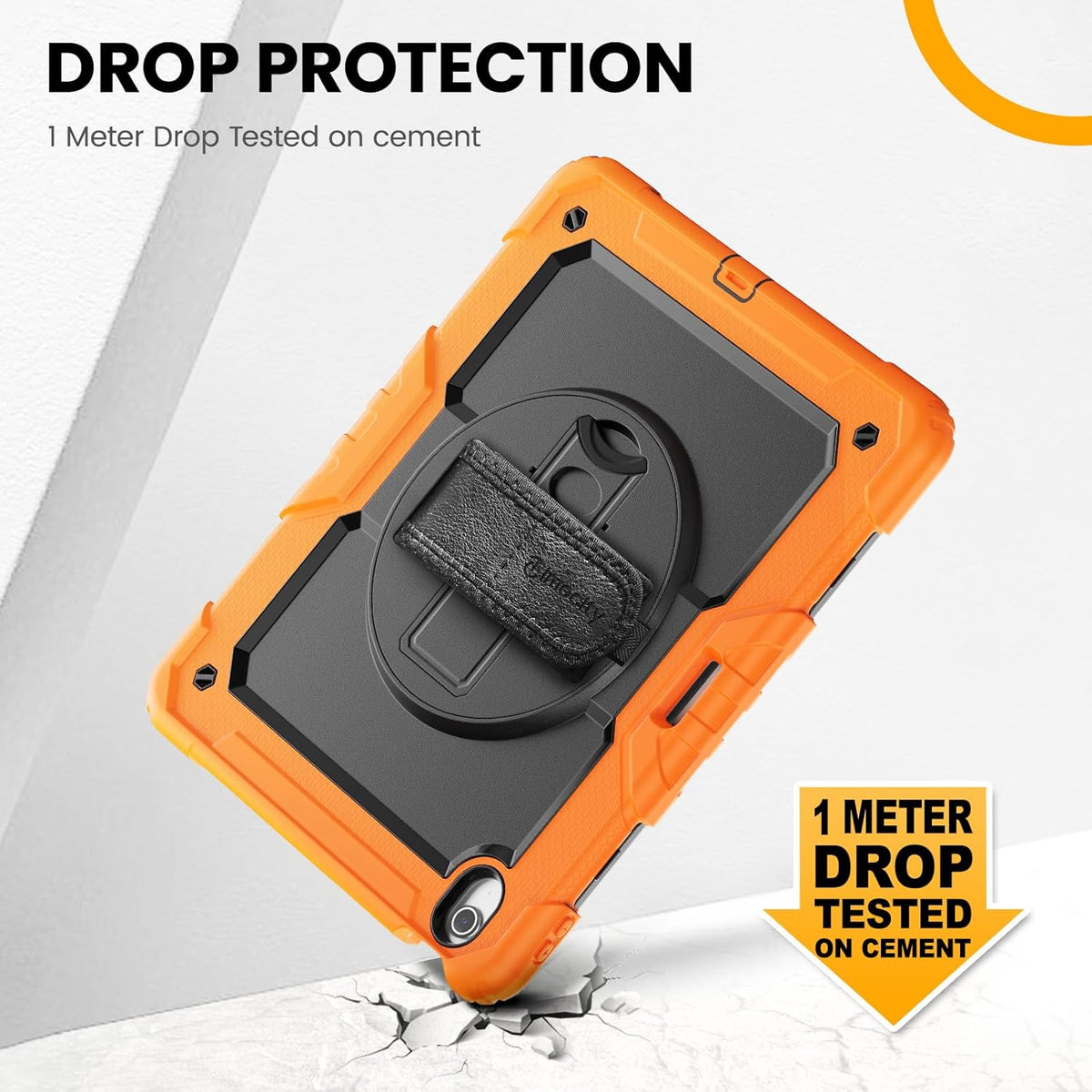 timecity for iPad (A16) 11th/ 10th Generation Case 11''/ 10.9 Inch (2025/2022) - Heavy Duty Protective Cover with Screen Protector, Stand, Shoulder Strap & Pencil Holder | Kids-Friendly - Orange